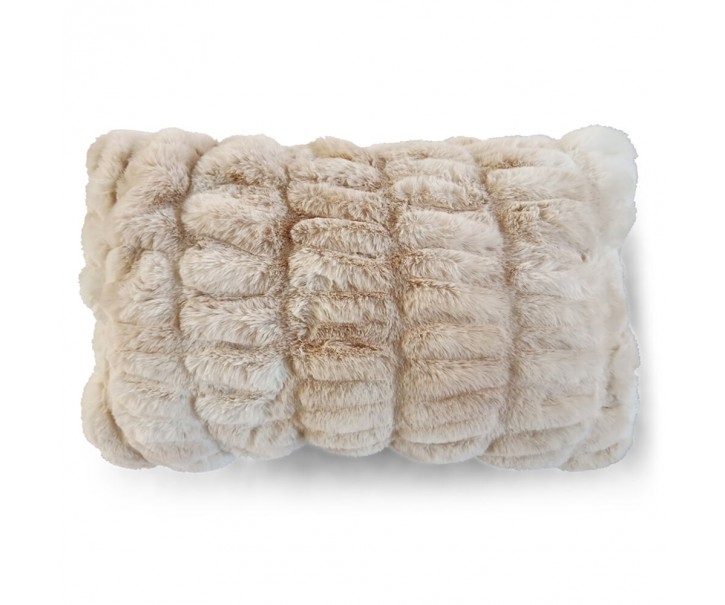 Béžový žebrovaný chlupatý polštář Bear beige - 30*50*15cm Mars & More 
