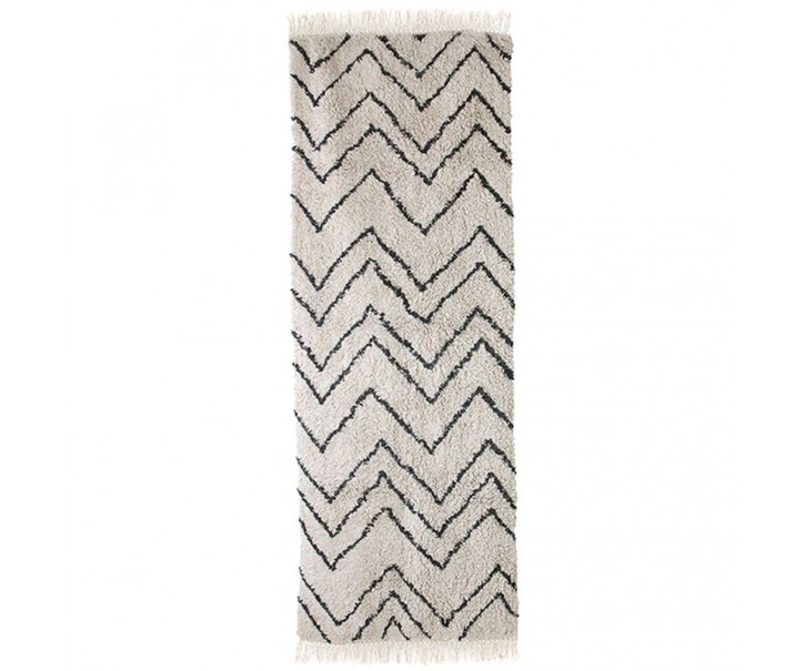 Béžový bavlněný koberec s cikcak vzorem ZigZag - 75*220cm