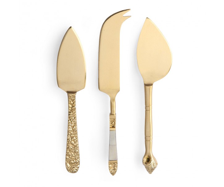 Set 3ks zlaté nože na sýry v dárkové krabičce Cheese HKLIVING