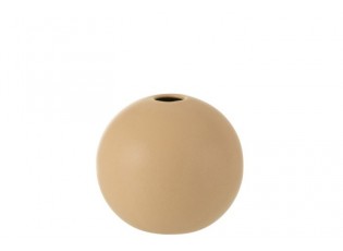 Krémová kulatá keramická váza Beige M - 18*18*18 cm
