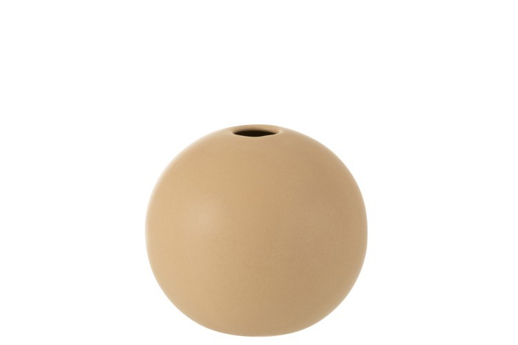 Krémová kulatá keramická váza Beige M - 18*18*18 cm