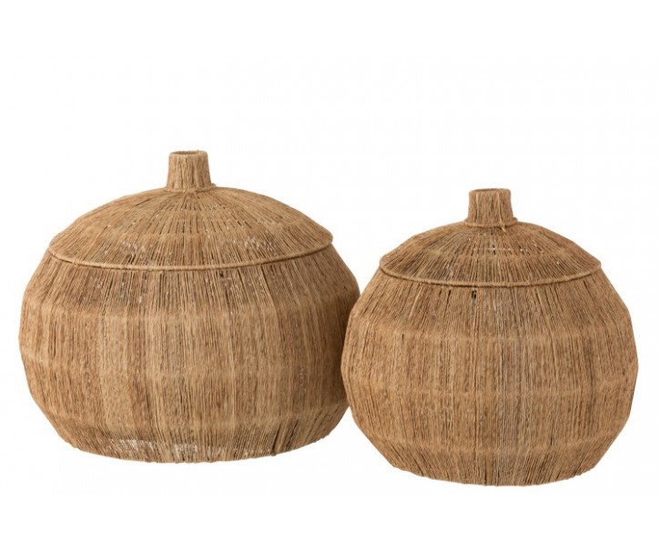 2ks přírodní jutové košíky s víky Dantya - Ø 55 *45 cm J-Line by Jolipa