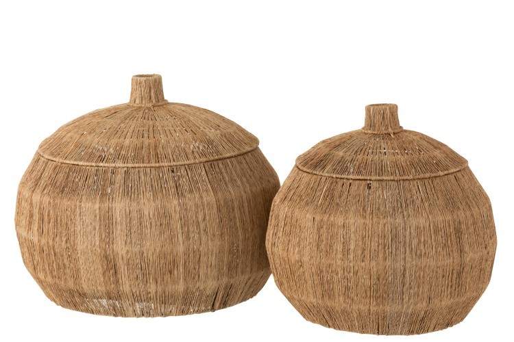 2ks přírodní jutové košíky s víky Dantya - Ø 55 *45 cm