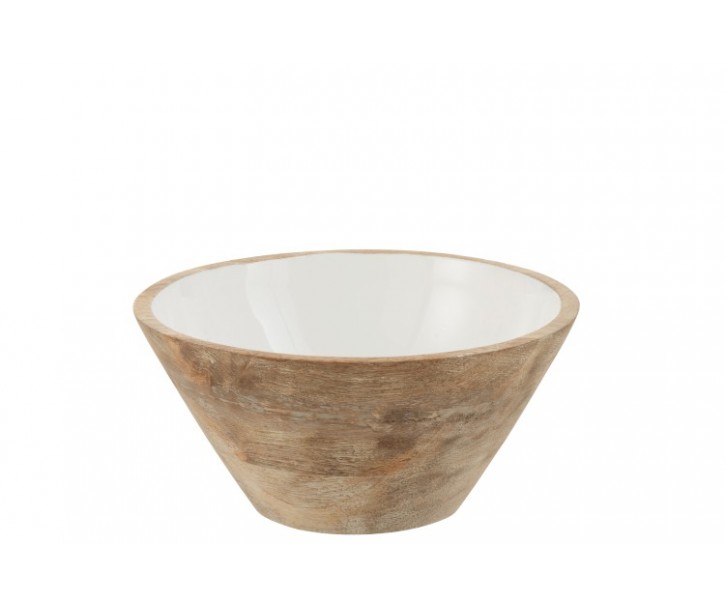 Mísa z mangového dřeva s bílým vnitřkem Enamell medium – ∅ 23,5*12 cm J-Line by Jolipa