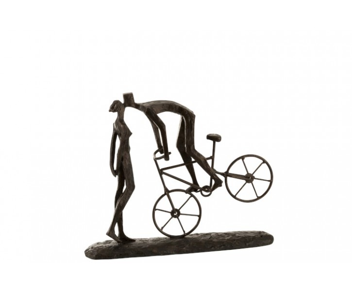 Soška Couple - žena a muž na kole - 36*9*30,5 cm J-Line by Jolipa