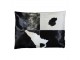 Bílo-černý kožený polštář s výrazným stehem Stitch Cow - 45*60*15 cm Mars & More 