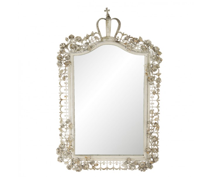 Béžové zrcadlo s ozdobným rámem ve vintage stylu - 63*6*102 cm Clayre & Eef