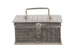 Stříbrný kovový úložný box Marcelon - 21*14*11 cm