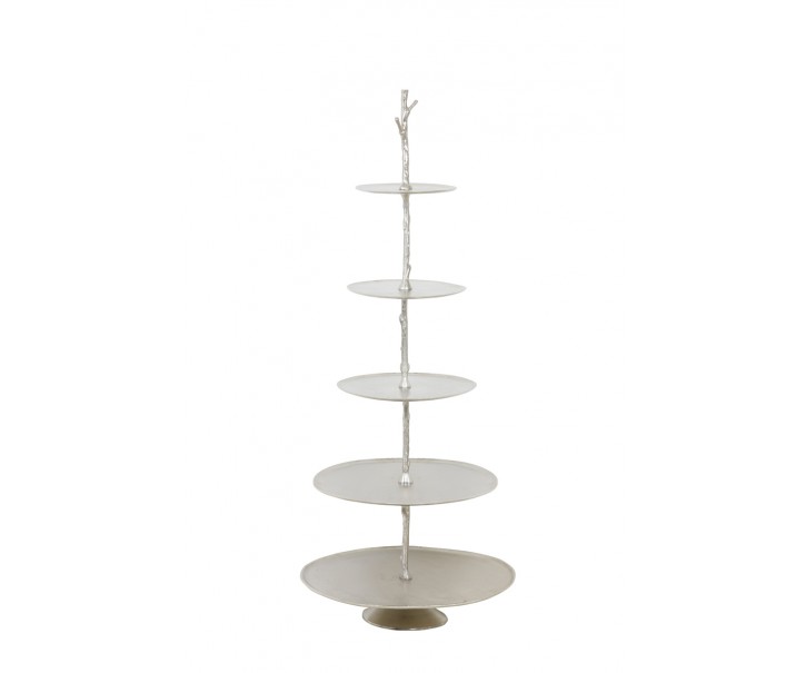 Stříbrný kovový 5-ti patrový etažér Tresa nickel - 62*56*175cm Light & Living