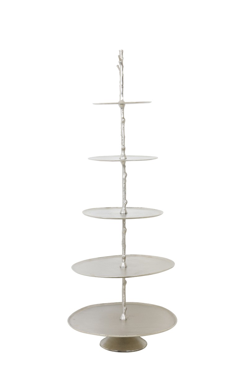 Stříbrný kovový 5-ti patrový etažér Tresa nickel - 62*56*175cm Light & Living Stříbrný kovový 5-ti patrový etažér Tresa nickel - 62*56*175cm Light & Living
