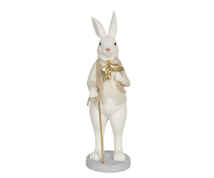 Velikonoční dekorační soška králíka s hůlkou - 12*9*31 cm Clayre & Eef