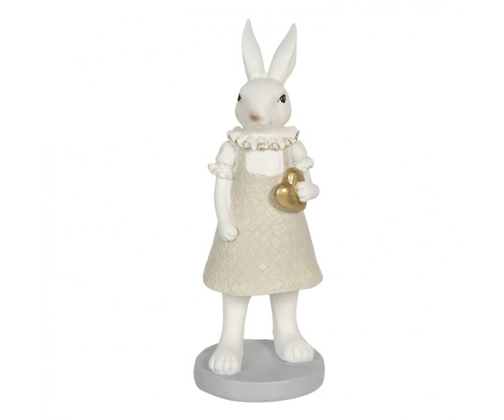 Dekorace králičí slečny se zlatým srdíčkem - 9*8*20 cm Clayre & Eef