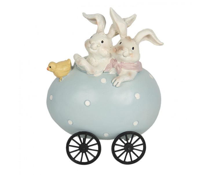 Dekorace králíci ve vajíčku na kolečkách - 10*7*13 cm Clayre & Eef