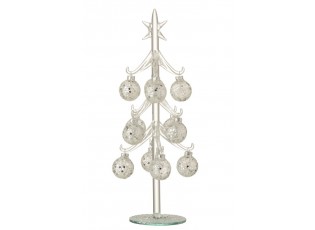 Skleněný stromek se stříbrnými koulemi Baubles Stars – Ø 12*30 cm