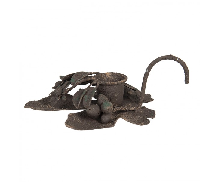 Hnědý kovový svícen s ouškem - 13*10*3 cm Clayre & Eef