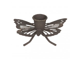Hnědý rezavý retro svícen ve tvaru motýla - 9*6*4 cm