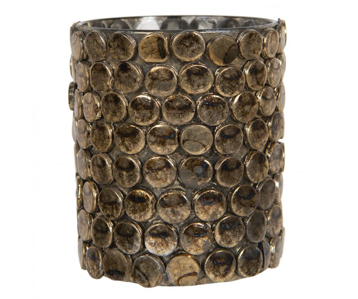 Champagne skleněný svícen na čajovou svíčku Triage - Ø 8*10 cm Clayre & Eef