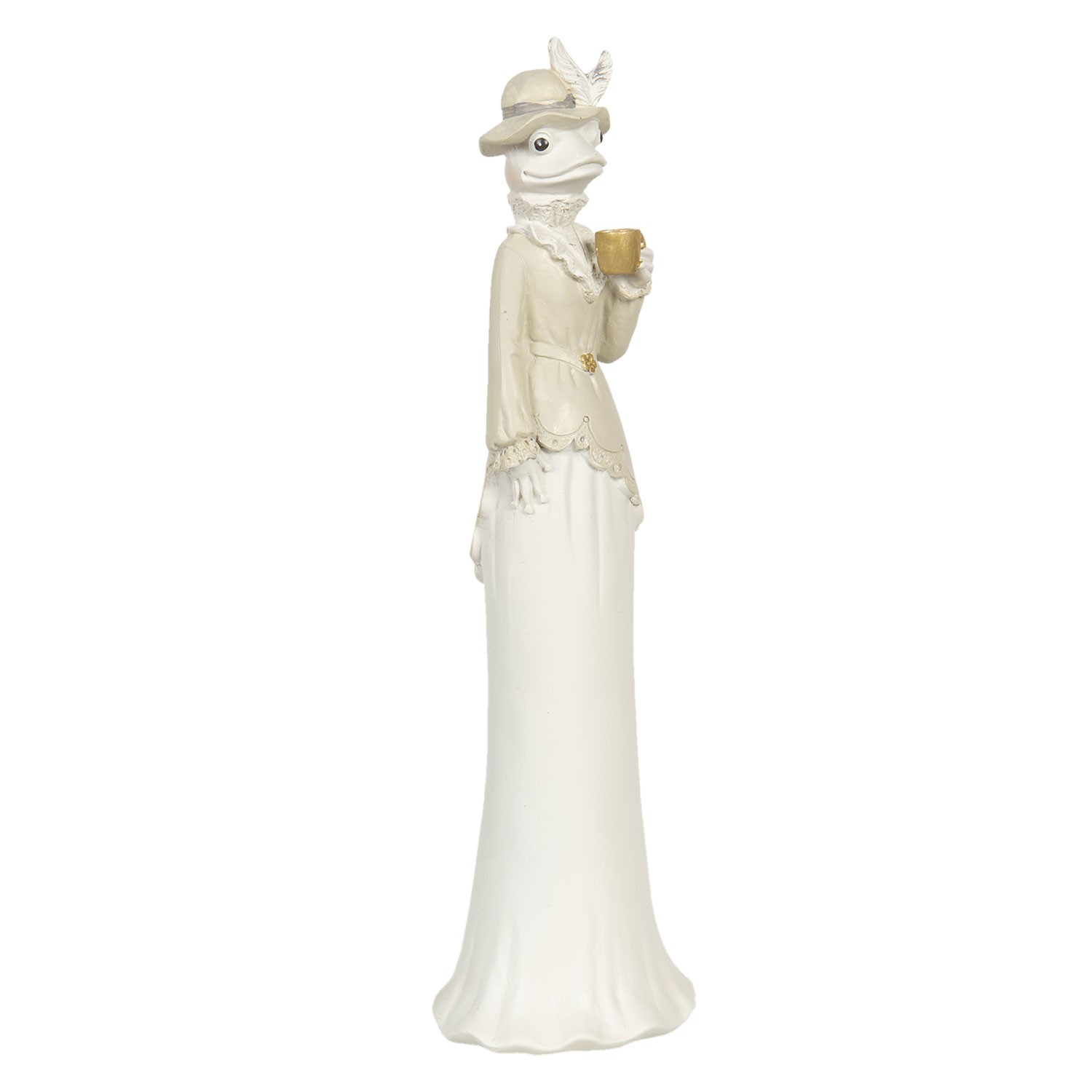 Dekorace žabí dáma se zlatým hrnečkem - 7*7*32 cm Clayre & Eef Dekorace žabí dáma se zlatým hrnečkem - 7*7*32 cm Clayre & Eef