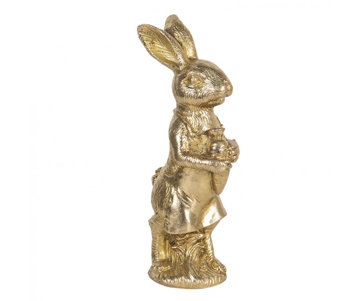 Velikonoční dekorace zlatého králíka s mrkví Métallique - 9*8*23 cm Clayre & Eef