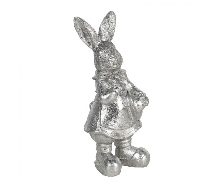 Velikonoční dekorace stříbrného králíka Métallique - 6*6*13 cm Clayre & Eef