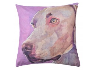 Fialový povlak na polštář s motivem výmarského ohaře Psi - 43*43 cm