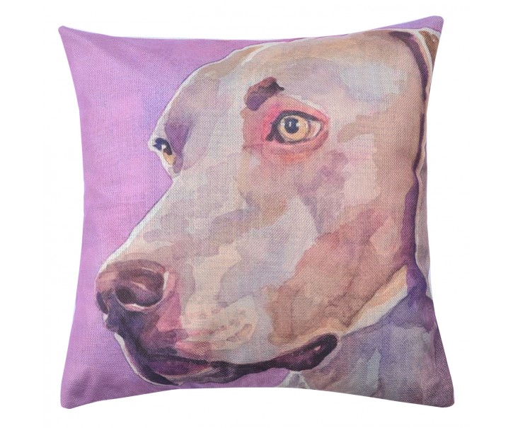 Fialový povlak na polštář s motivem výmarského ohaře Psi - 43*43 cm Clayre & Eef