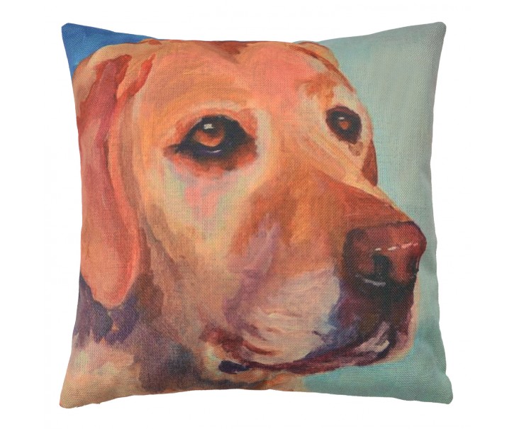 Povlak na polštář s motivem labradora Psi - 43*43 cm Clayre & Eef