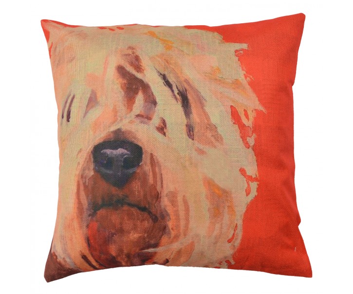 Červený povlak na polštář s psím motivem Psi - 43*43 cm Clayre & Eef