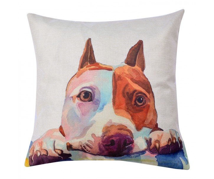 Povlak na polštář s motivem amerického pitbula Psi - 43*43 cm Clayre & Eef