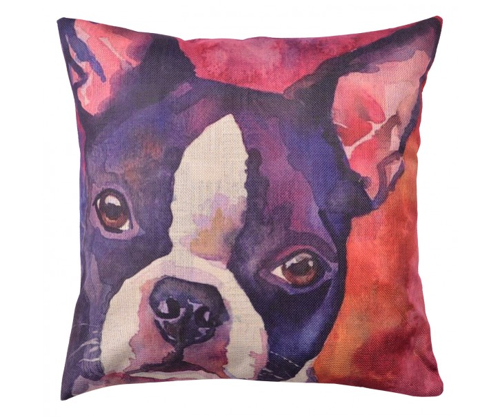 Povlak na polštář s motivem francouzského buldočka Psi - 43*43 cm Clayre & Eef