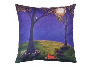 Povlak na polštář s noční krajinou a psy - 43*43 cm