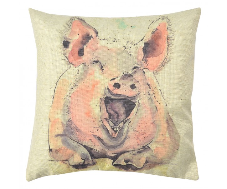 Povlak na polštář s motivem prasátka - 43*43 cm Clayre & Eef