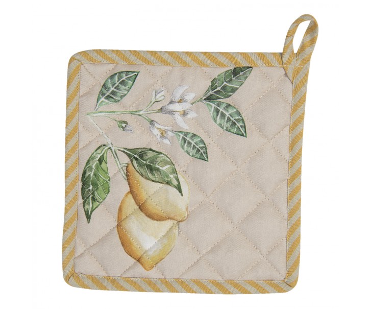 Bavlněná podložka pod hrnec s motivem citrónů Lemons & Leafs - 20*20 cm Clayre & Eef