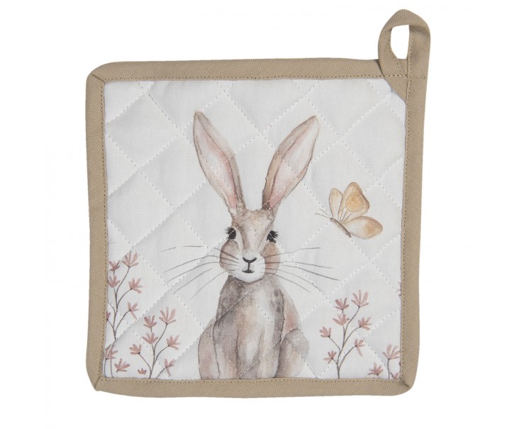 Podložka pod hrnec s motivem králíků Rustic Easter Bunny - 20*20 cm Clayre & Eef