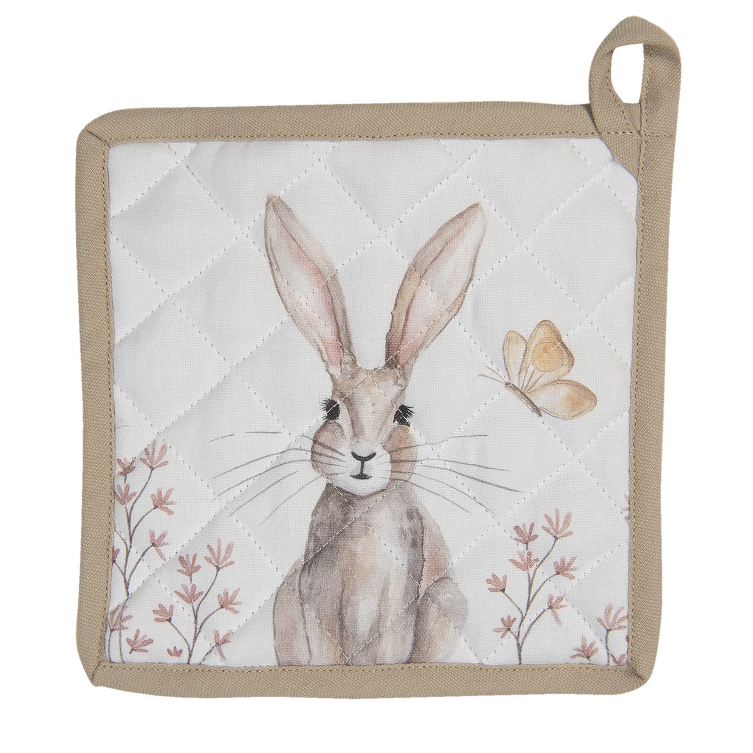 Podložka pod hrnec s motivem králíků Rustic Easter Bunny - 20*20 cm Clayre & Eef Podložka pod hrnec s motivem králíků Rustic Easter Bunny - 20*20 cm Clayre & Eef