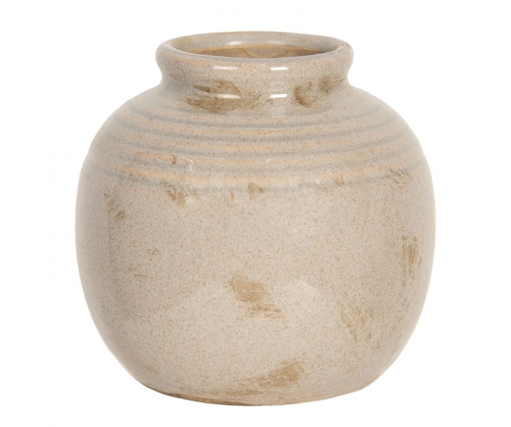 Světle hnědo-šedá baňatá vázička Mitto - Ø 8*8 cm Clayre & Eef
