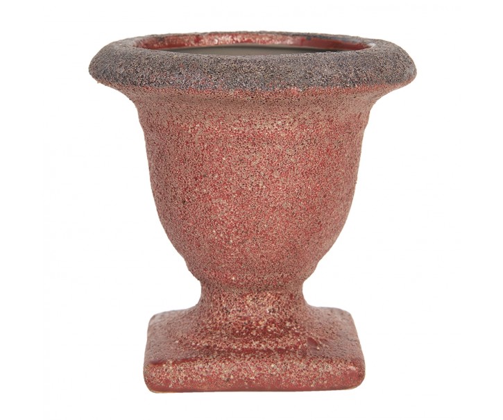 Červený keramický květináč s patinou Tasse – Ø 12*12 cm Clayre & Eef