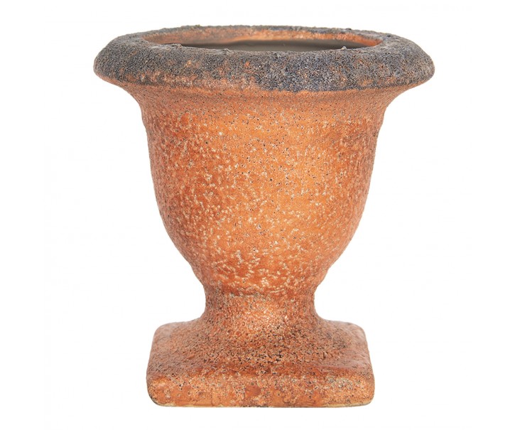 Oranžový květináč s patinou v antickém stylu Tasse - Ø 12*12 cm Clayre & Eef