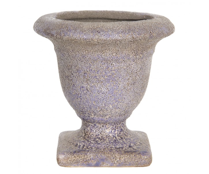 Fialový keramický květináč s patinou v antickém stylu Tasse – Ø 12*12 cm Clayre & Eef