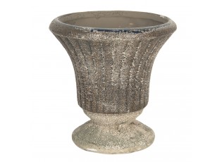 Hnědý keramický květináč s patinou v antickém stylu Tasse – Ø 13*13 cm