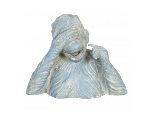 Modro-krémová dekorace smějící se opice Singe - 24*11*19 cm