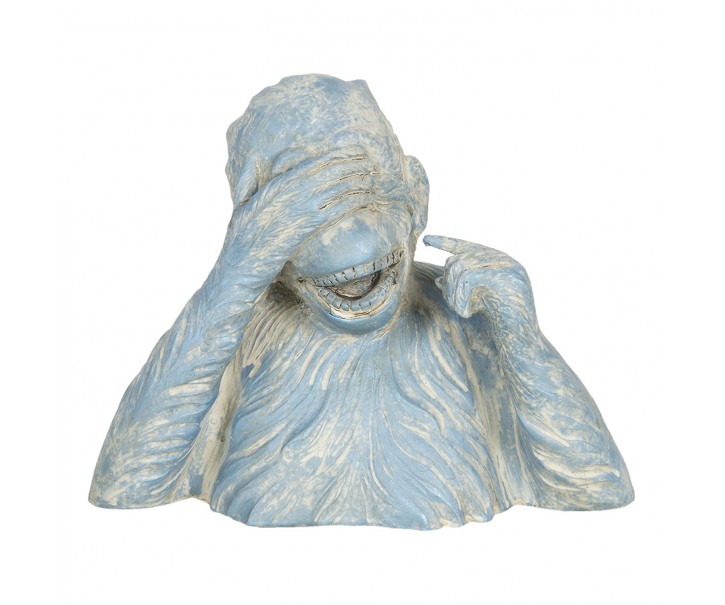 Modro-krémová dekorace smějící se opice Singe - 24*11*19 cm Clayre & Eef