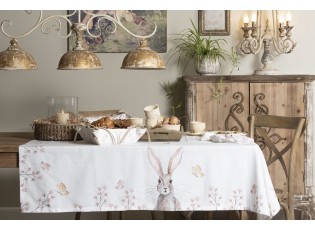 Čtvercový bavlněný ubrus s velikonočním motivem Rustic Easter Bunny - 100*100 cm