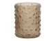 Světle hnědý skleněný svícen s bublinkami -Ø 11*8 cm Clayre & Eef