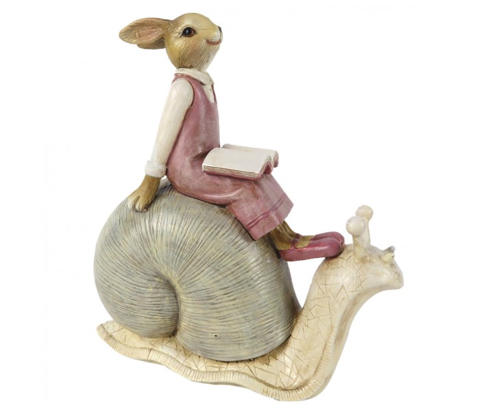 Dekorace sedící králičí dívka na šnekovi - 15*8*16 cm Clayre & Eef