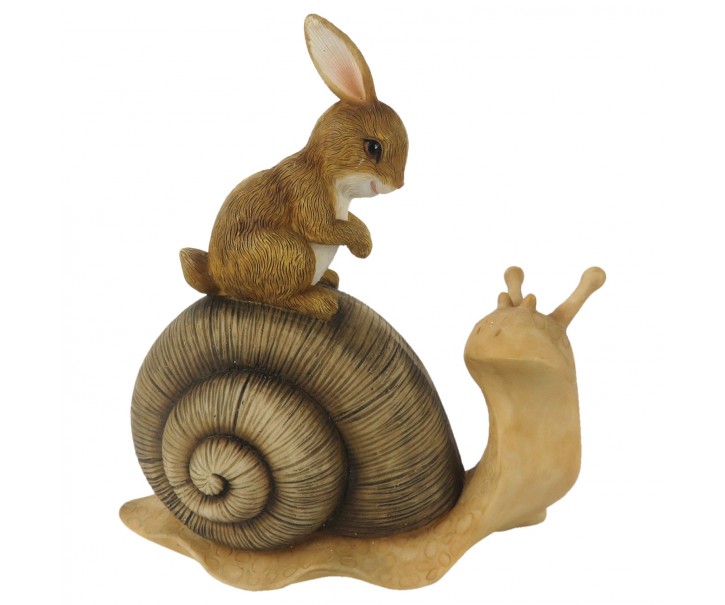 Dekorace sedící králík na šnekovi - 13*6*14 cm Clayre & Eef