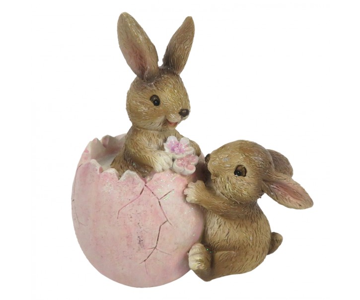 Dekorace králíčků s vajíčkem - 9*5*10 cm Clayre & Eef