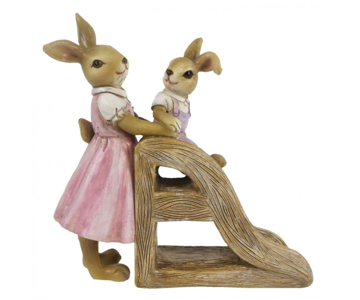 Velikonoční dekorace králíků u skluzavky - 14*6*15 cm Clayre & Eef