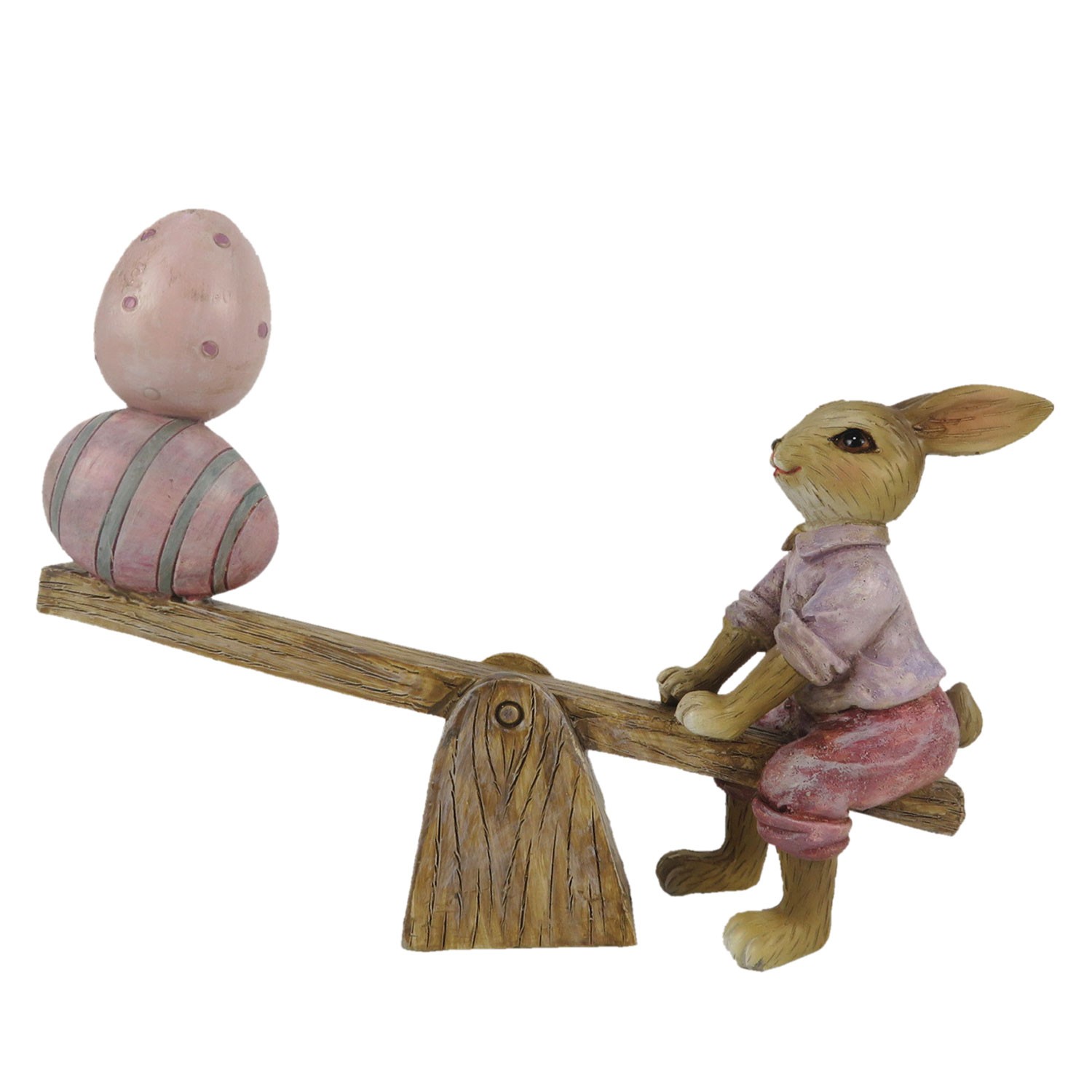 Velikonoční dekorace králíčka s vajíčky na houpačce - 16*3*12 cm Clayre & Eef Velikonoční dekorace králíčka s vajíčky na houpačce - 16*3*12 cm Clayre & Eef