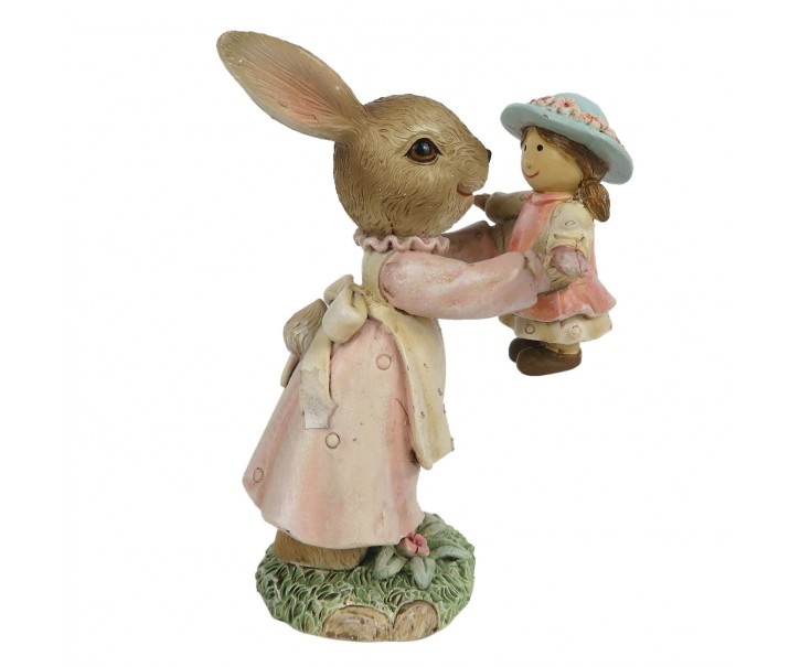 Dekorace králičí slečny s panenkou - 8*5*11 cm Clayre & Eef